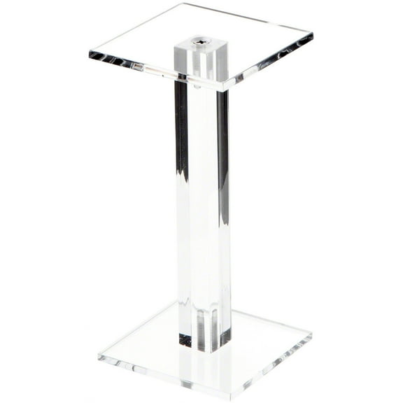 Plymor Clear Acrylic Square Barbell Pedestal Display Riser, 8.375" H x 3" W x 3" D (3/16" thick) (2 Pack)