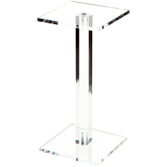 Plymor Clear Acrylic Square Barbell Pedestal Display Riser, 8.5" H x 4" W x 4" D (1/4" thick)