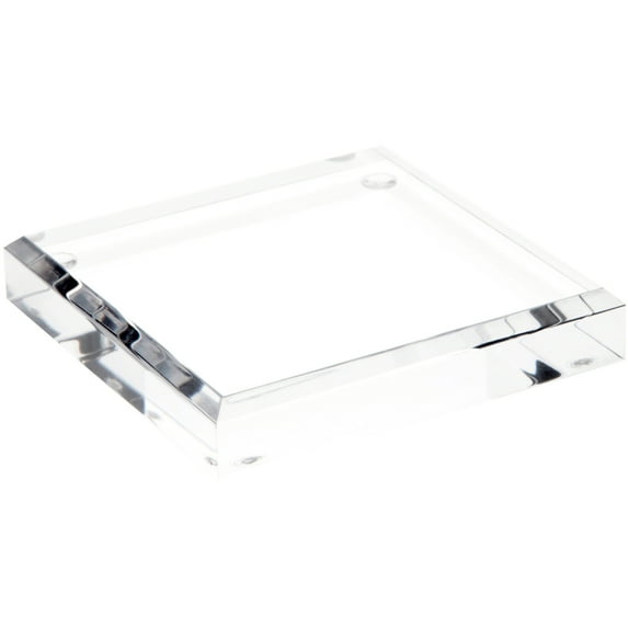 Plymor Clear Acrylic Square Beveled Display Base, 4" W x 4" D x 0.75" H, Pack of 6