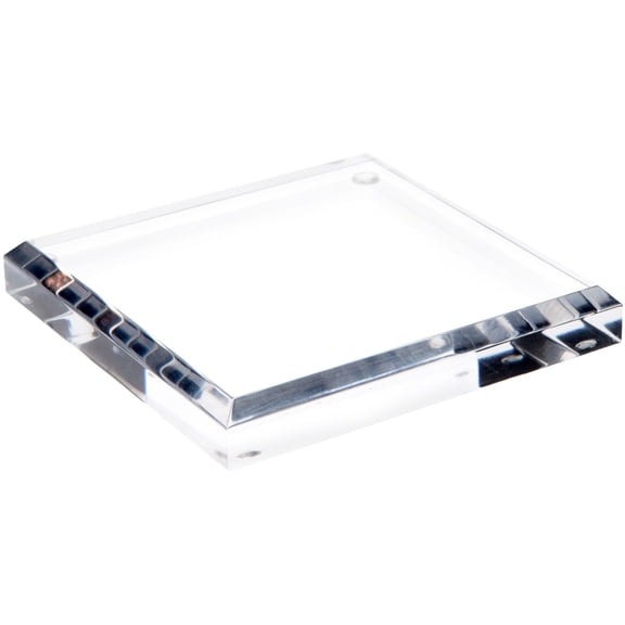 Plymor Clear Acrylic Square Beveled Display Base, 5" W x 5" D x 0.75" H, Pack of 3
