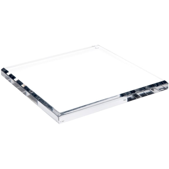 Plymor Clear Acrylic Square Beveled Display Base, 9" W x 9" D x 0.75" H, Pack of 2