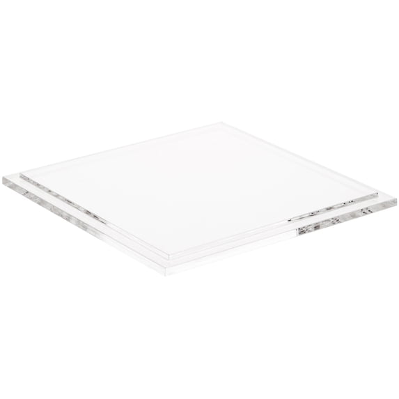 Plymor Clear Acrylic Square Display Base, 7.625" W x 7.625" D x 0.3125" H, Pack of 12
