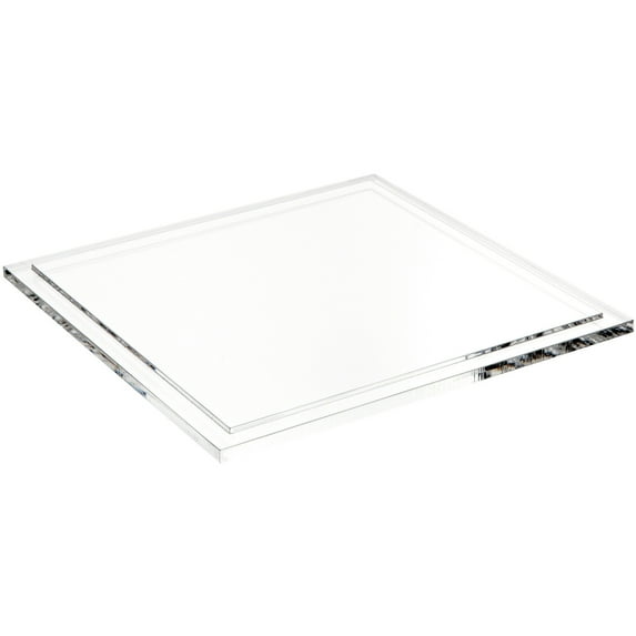 Plymor Clear Acrylic Square Display Base, 8.625" W x 8.625" D x 0.3125" H, Pack of 6