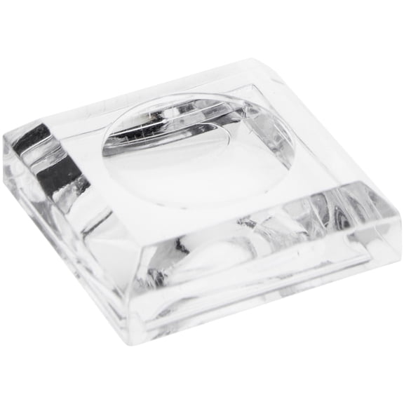 Plymor Clear Acrylic Square Display Base with Indented Circle to Hold Egg, Marble, Ball or Sphere, 0.875" W x 0.875" D x 0.25" H (0.5" Circle), Pack of 6