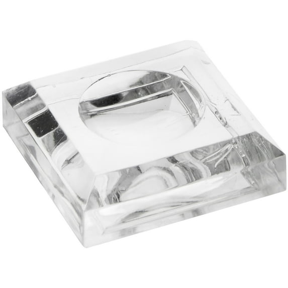 Plymor Clear Acrylic Square Display Base with Indented Circle to Hold Egg, Marble, Ball or Sphere, 1.5" W x 1.5" D x 0.5" H (0.875" Circle), Pack of 2