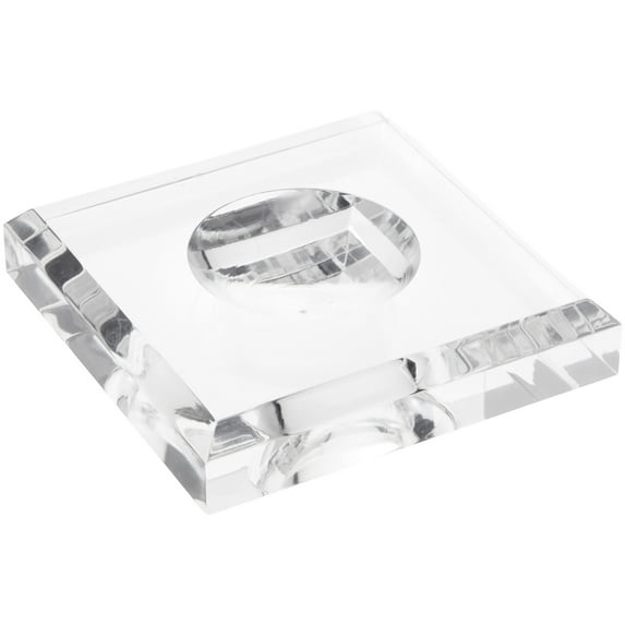 Plymor Clear Acrylic Square Display Base with Indented Circle to Hold Egg, Marble, Ball or Sphere, 3.5" W x 3.5" D x 0.75" H (1.875" Circle), Pack of 3