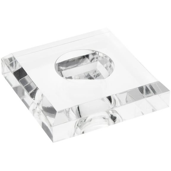 Plymor Clear Acrylic Square Display Base with Indented Circle to Hold Egg, Marble, Ball or Sphere, 3" W x 3" D x 0.75" H (1.5" Circle)