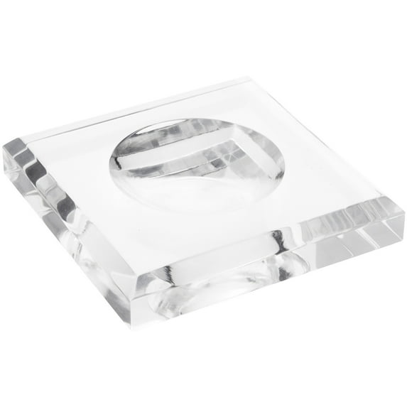 Plymor Clear Acrylic Square Display Base with Indented Circle to Hold Egg, Marble, Ball or Sphere, 4" W x 4" D x 0.75" H (2.5" Circle), Pack of 12