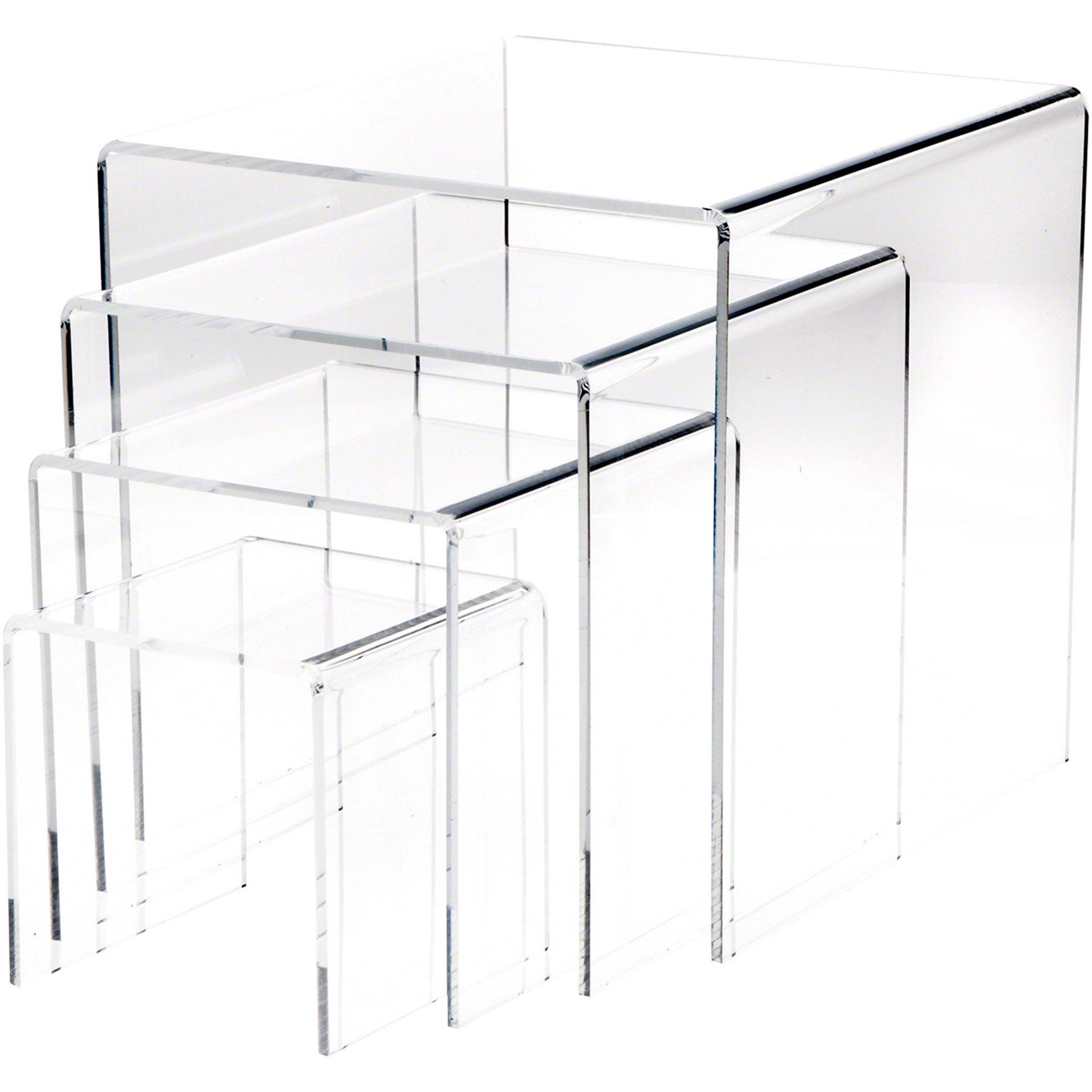 Clear Acrylic Square Pedestal Display Risers Set, 6" to 12"