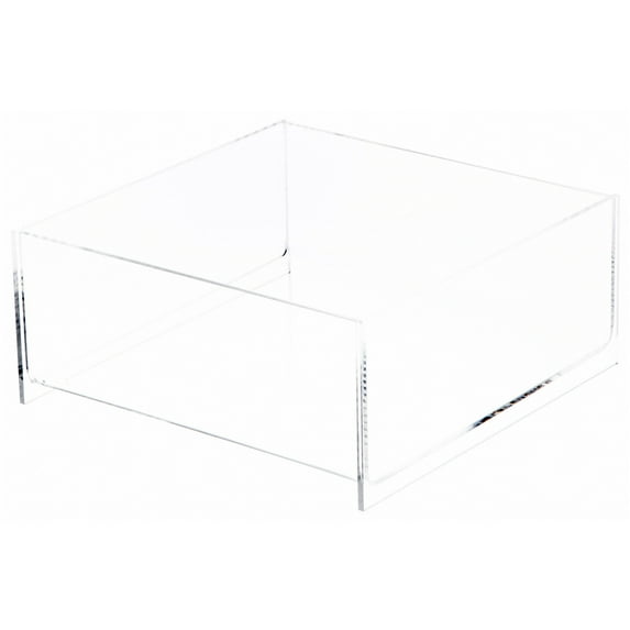 Plymor Clear Acrylic Square Open Top Merchandise Display Tray, 10" W x 10" D x 4" H (3 Pack)