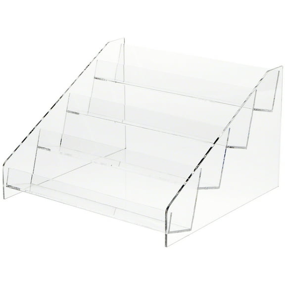 Plymor Clear Acrylic Tilted-Back Flanged Display Stairs, 6.5" H x 10.25" W x 10" D