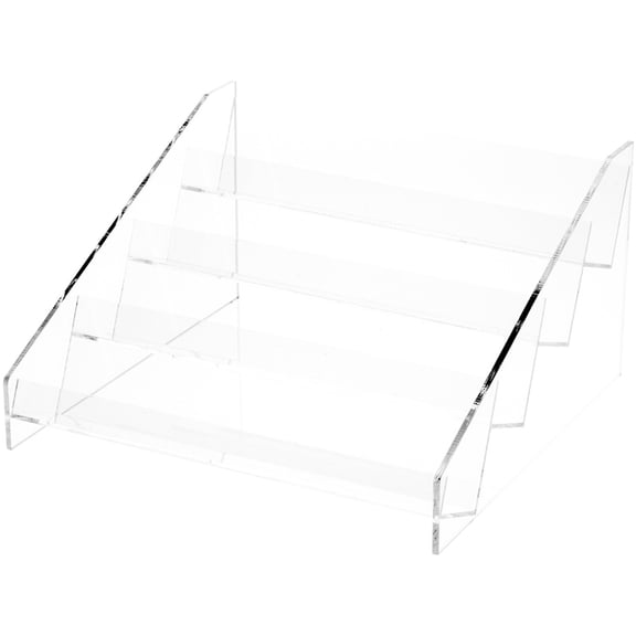 Plymor Clear Acrylic Tilted-Back Flanged Display Stairs, 6.75" H x 12.5" W x 11.5" D