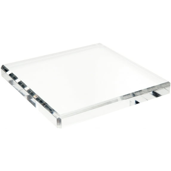 Plymor Clear Polished Acrylic Square Beveled Display Base, 10" W x 10" D x 1" H
