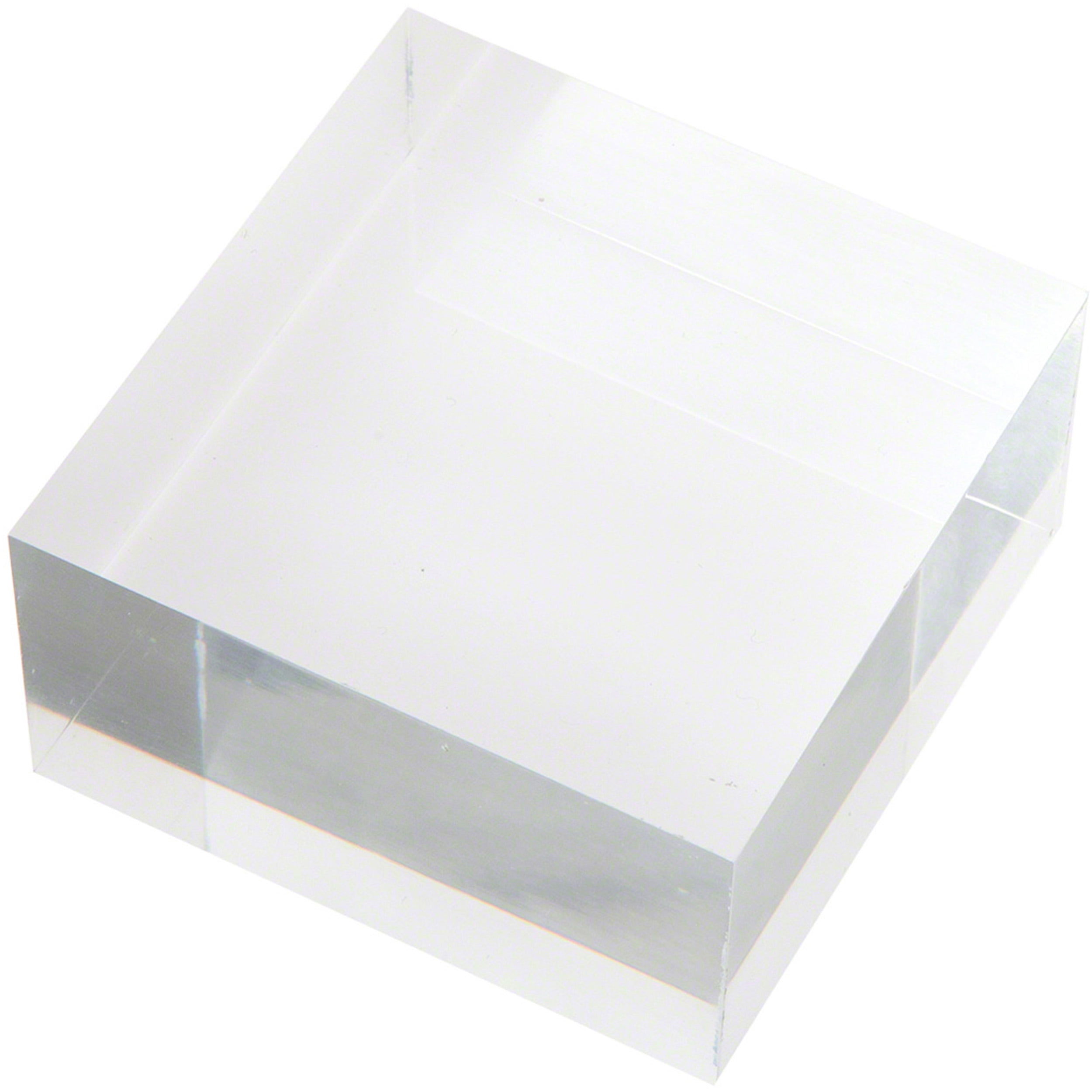 Clear Polished Acrylic Square Display Block, 1.5" x 3" x 3"