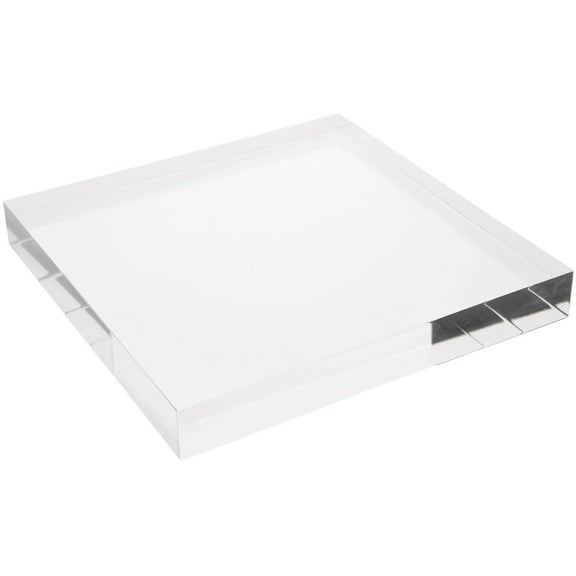 Plymor Clear Polished Acrylic Square Display Block, 1" H x 7" W x 7" D