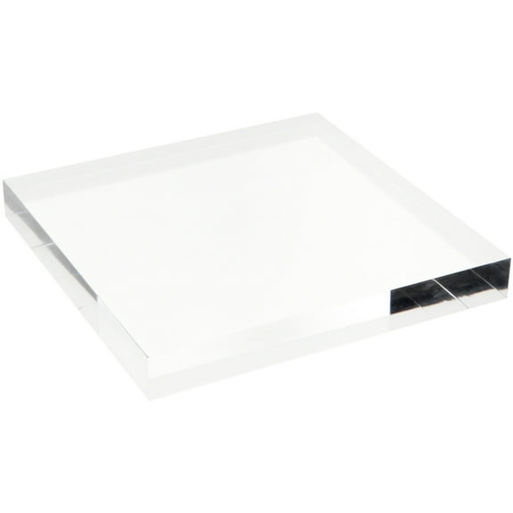 Plymor Clear Polished Acrylic Square Display Block, 1" H x 8" W x 8" D