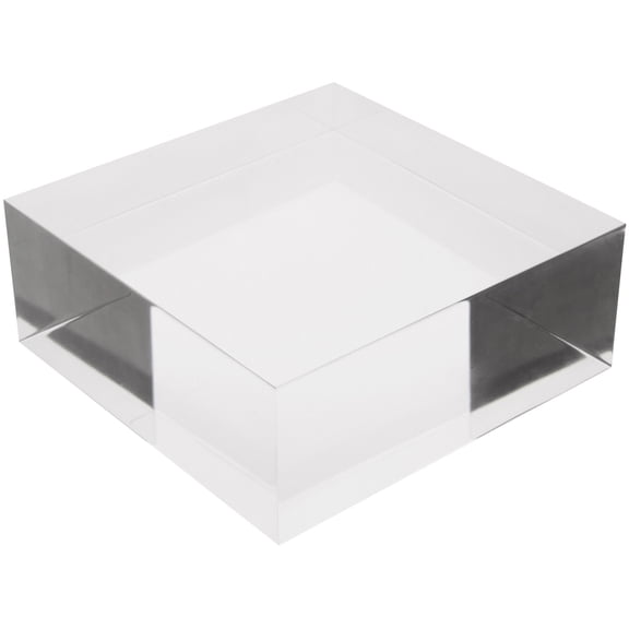 Plymor Clear Polished Acrylic Square Display Block, 2" H x 5" W x 5" D, Pack of 2