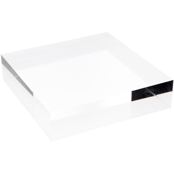 Plymor Clear Polished Acrylic Square Display Block, 2" H x 8" W x 8" D