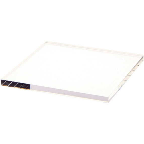 Plymor Clear Square Acrylic Display Base, 6" W x 6" D x 0.375" H, Pack of 2