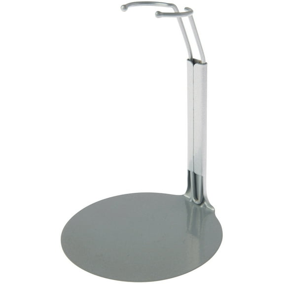 Plymor DSP-4125S Silver Adjustable Doll Stand, fits 7, 7.5, 8, 8.5, and 9 inch Slim Waist Dolls or Action Figures, Waist is 1.125" - 1.5" wide, 3.25" - 4" around, Pack of 2