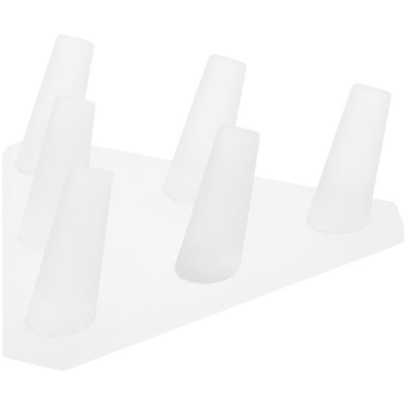 Plymor Frosted Acrylic Ring Finger Display, Six, 5.5" W x 5" D x 1.75" H