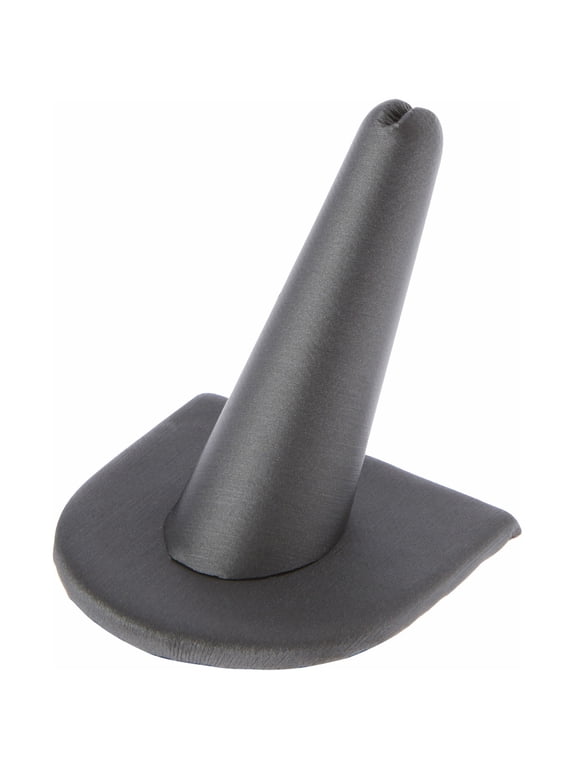 Gray Faux Leather Ring Finger Display, Single on U-Shaped Base, 2" W x 2" D x 2" H (Pack of 3)