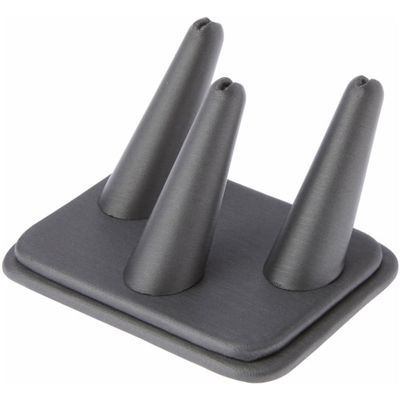 Plymor Gray Faux Leather Ring Finger Display, Three on Rectangular Base, 4.125" W x 3.25" D x 2.25" H (Pack of 3)