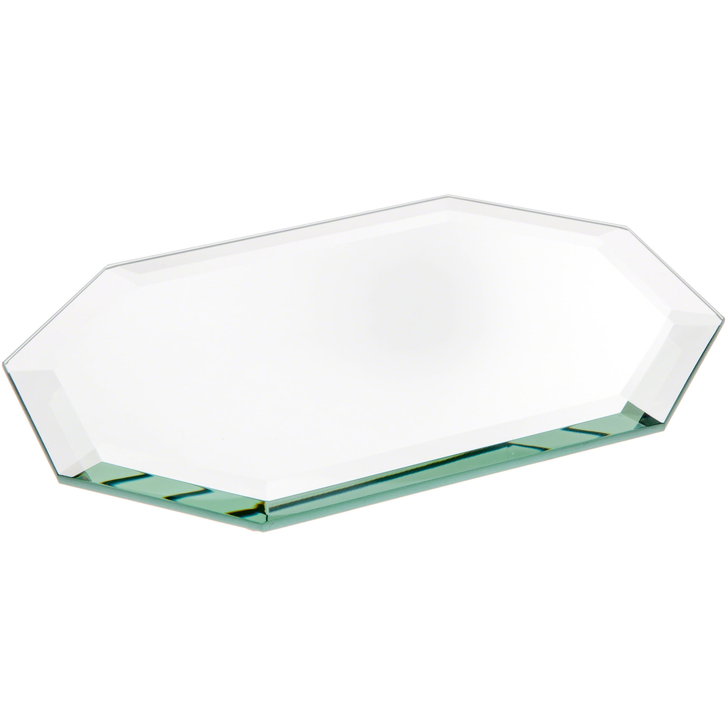 Elongated Octagonal Beveled Glass Mirror with Foam Pads, 5" x 7"