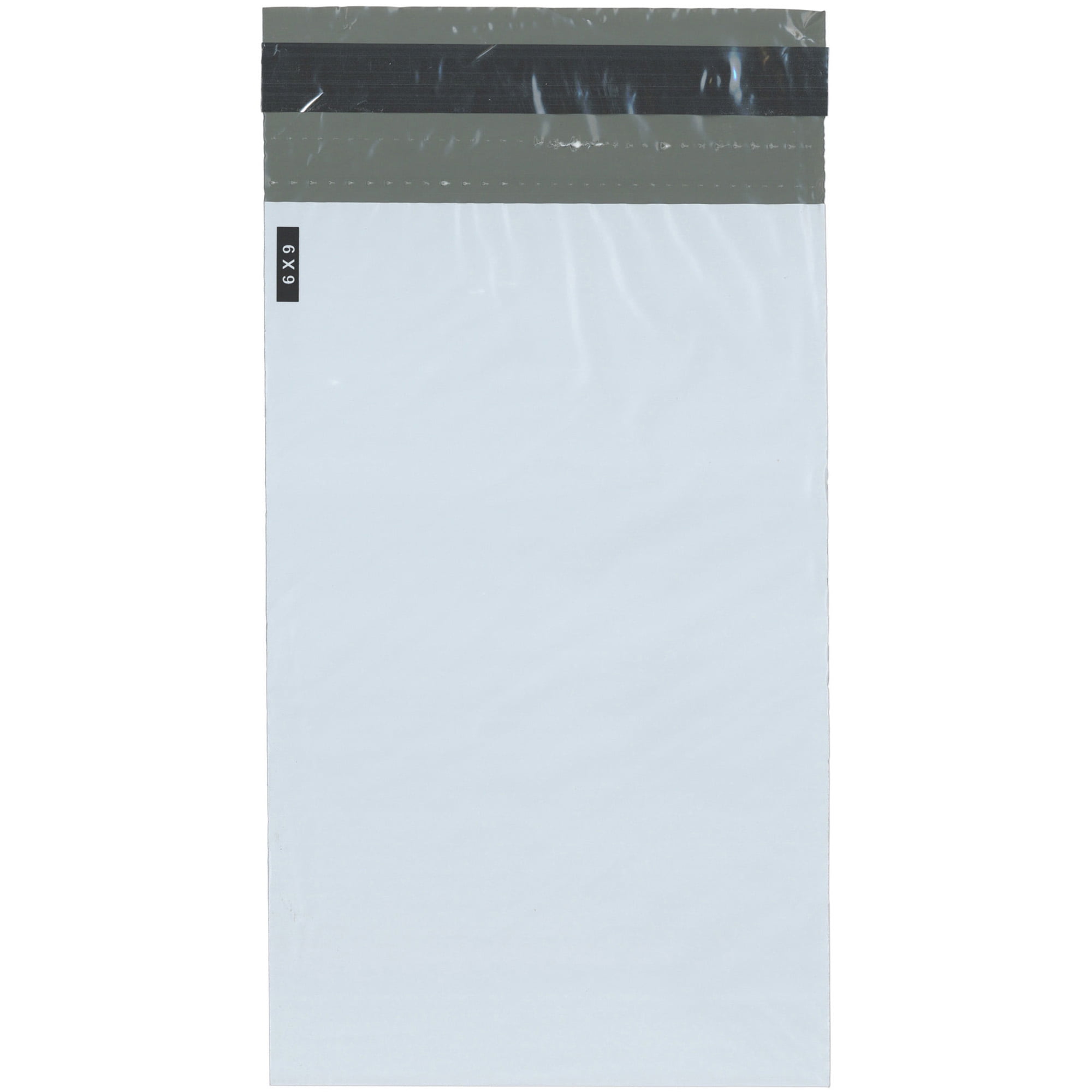 Plymor Poly Mailer 2.25 Mil White / Gray Bag with Permanent Adhesive Closure and Perforated Tear Strip, 9" x 12" (Case of 1000)