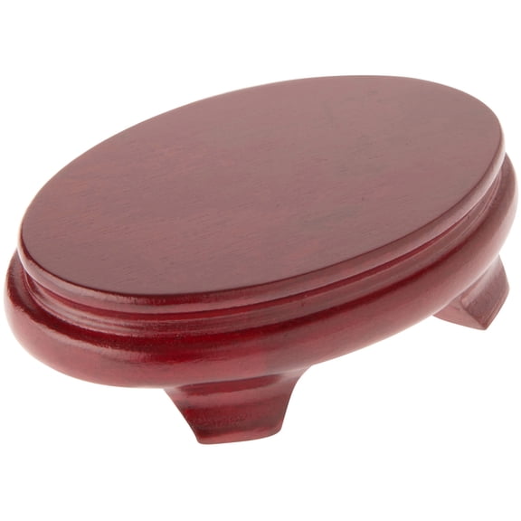 Plymor Red Oval Wood Veneer Footed Display Base, 4.375" W x 2.875" D x 1.25" H (4" x 2.5" Display Area), Pack of 6