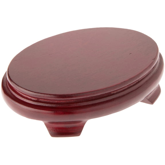 Plymor Red Oval Wood Veneer Footed Display Base, 5.5" W x 4" D x 1.25" H (5" x 3.5" Display Area), Pack of 6
