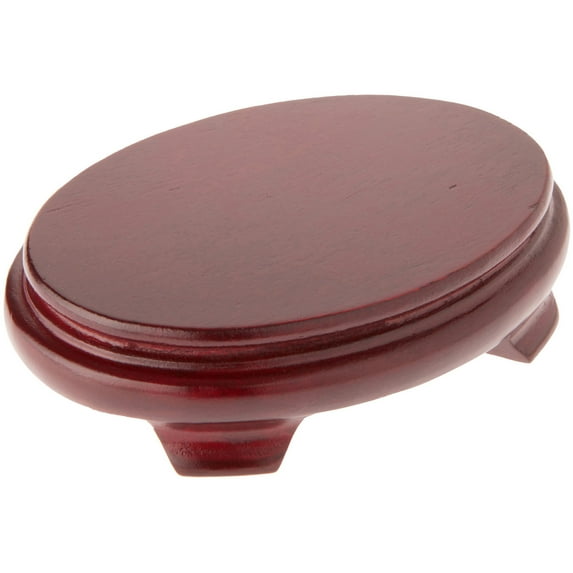 Plymor Red Oval Wood Veneer Footed Display Base, 5.5" W x 4" D x 1.25" H (5" x 3.5" Display Area)