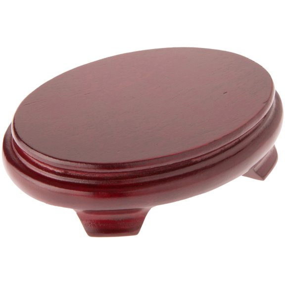Plymor Red Oval Wood Veneer Footed Display Base, 5.5" W x 4" D x 1.25" H (5" x 3.5" Display Area)