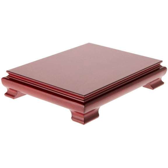 Plymor Red Rectangular Wood Veneer Footed Display Base, 9.625" W x 7.625" D x 1.75" H (9" x 7" Display Area), Pack of 2