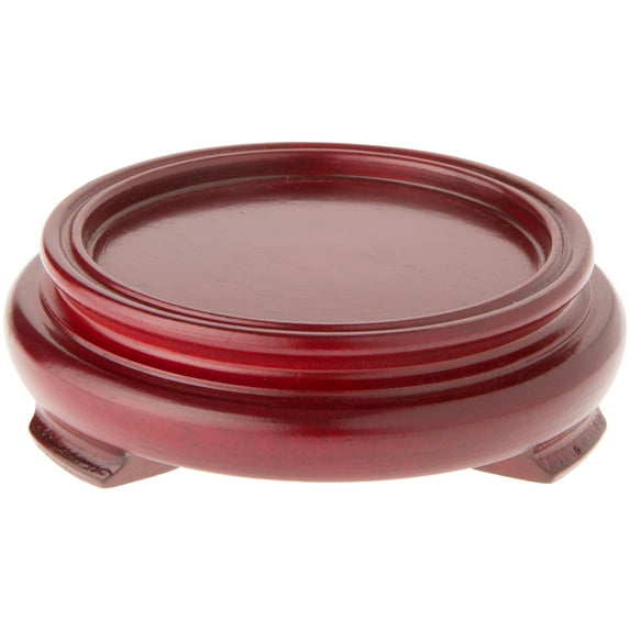 Plymor Red Round Wood Veneer Footed Display Base, 3.625" W x 3.625" D x 1.25" H (2.5" Display Diameter), Pack of 12