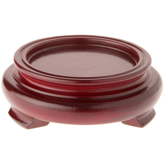 Plymor Red Round Wood Veneer Footed Display Base, 3" W x 3" D x 1.25" H (2" Display Diameter), Pack of 12