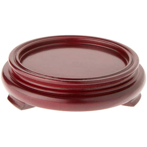 Plymor Red Round Wood Veneer Footed Display Base, 4.125" W x 4.125" D x 1" H (3" Display Diameter), Pack of 2
