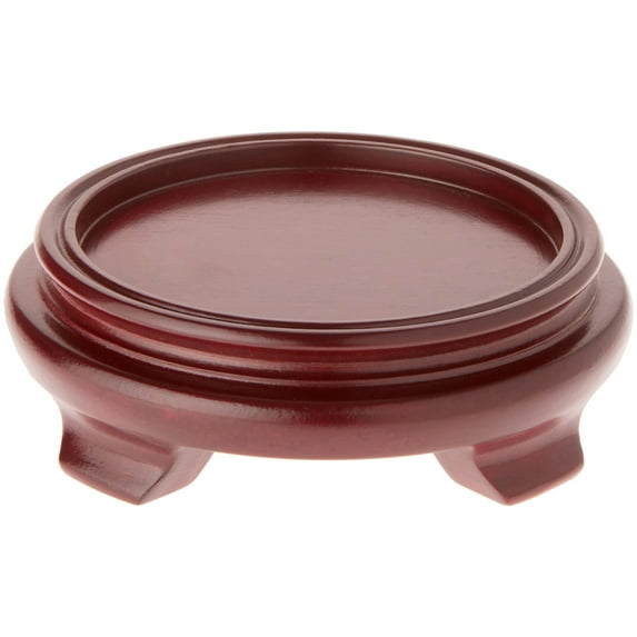 Plymor Red Round Wood Veneer Footed Display Base, 5.5" W x 5.5" D x 1.375" H (4" Display Diameter), Pack of 2
