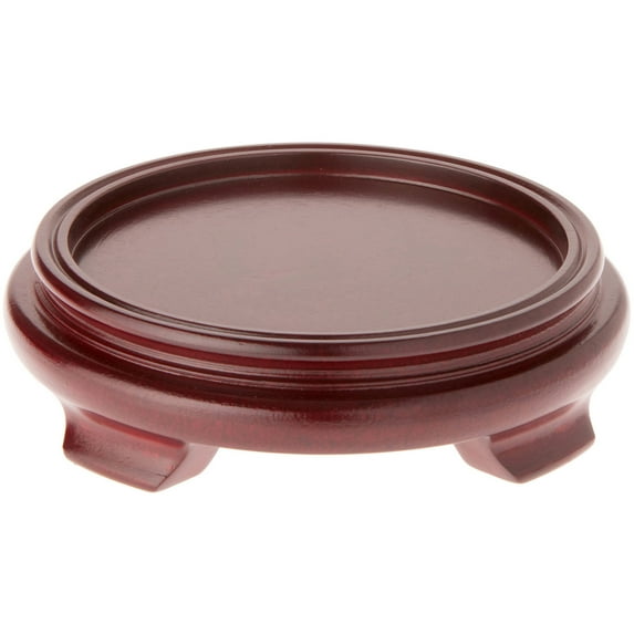 Plymor Red Round Wood Veneer Footed Display Base, 6.5" W x 6.5" D x 1.5" H (5" Display Diameter)