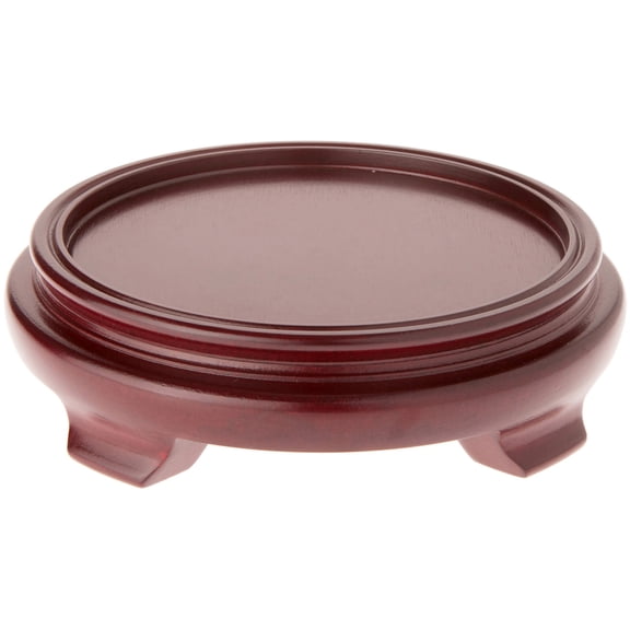 Plymor Red Round Wood Veneer Footed Display Base, 7.5" W x 7.5" D x 2" H (6" Display Diameter), Pack of 3