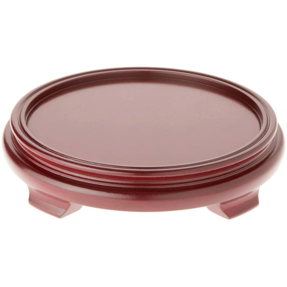 Plymor Red Round Wood Veneer Footed Display Base, 9.875" W x 9.875" D x 2" H (8" Display Diameter)