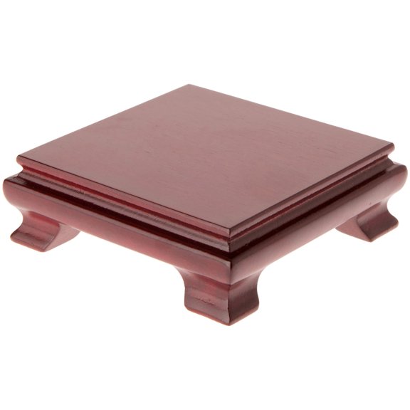 Plymor Red Square Wood Veneer Footed Display Base, 4.5" W x 4.5" D x 1.5" H (4" x 4" Display Area), Pack of 3