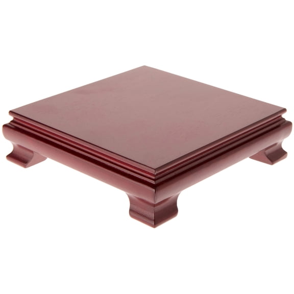 Plymor Red Square Wood Veneer Footed Display Base, 6.5" W x 6.5" D x 1.75" H (6" x 6" Display Area), Pack of 3