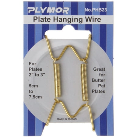 Plymor Shiny Gold Finish Wall Mountable Plate Hanger, 2.25" H x 1.25" W x 0.375" D (For Plates 2" - 3"), Pack of 2