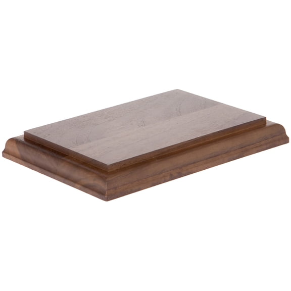 Plymor Solid Walnut Rectangular Wood Display Base with Ogee Edge, 6.875" W x 4.875" D x 0.75" H, Pack of 2