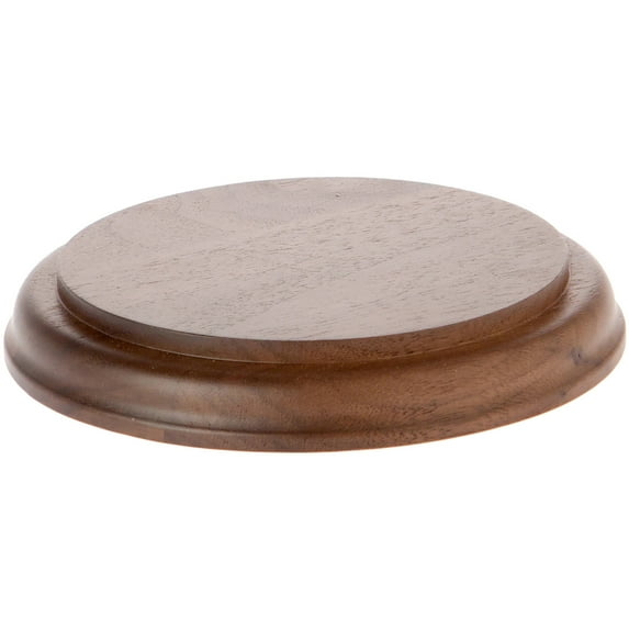 Plymor Solid Walnut Round Wood Display Base with Ogee Edge, 5.375" W x 5.375" D x 0.75" H, Pack of 3
