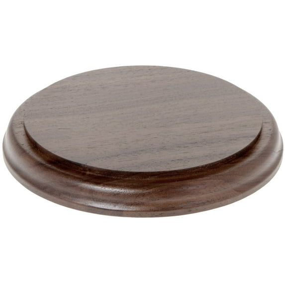 Plymor Solid Walnut Round Wood Display Base with Ogee Edge, 6.25" W x 6.25" D x 0.75" H, Pack of 6