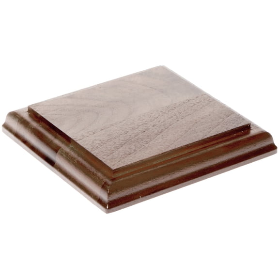 Plymor Solid Walnut Square Wood Display Base with Ogee Edge, 4.875" W x 4.875" D x 0.75" H, Pack of 6