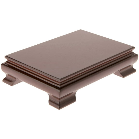 Plymor Walnut Rectangular Wood Veneer Footed Display Base, 6.5" W x 4.375" D x 2.5" H (6" x 4" Display Area), Pack of 3