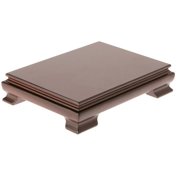 Plymor Walnut Rectangular Wood Veneer Footed Display Base, 7.5" W x 5.5" D x 2.5" H (7" x 5" Display Area), Pack of 3